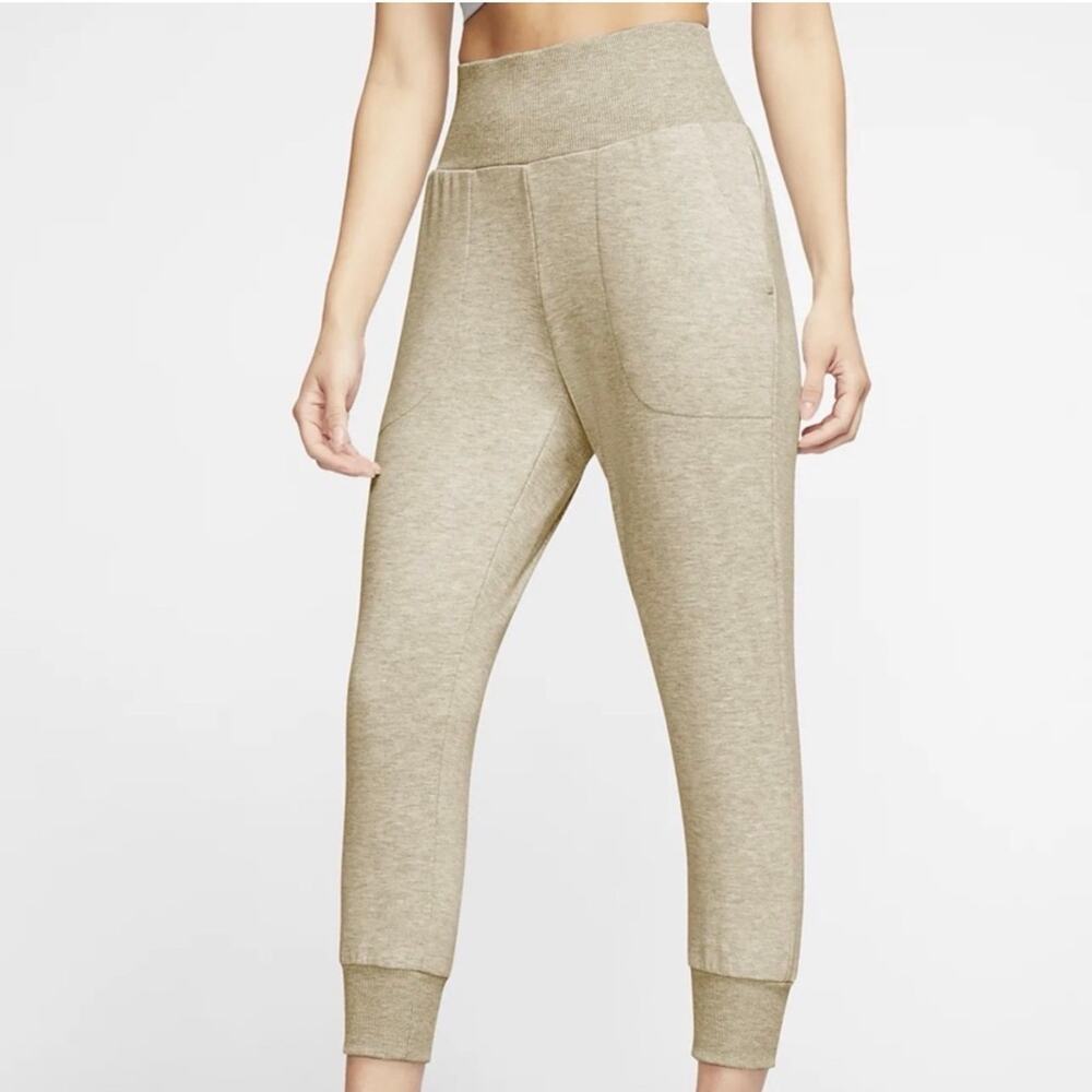 Nike yoga flow slim fit pants beige